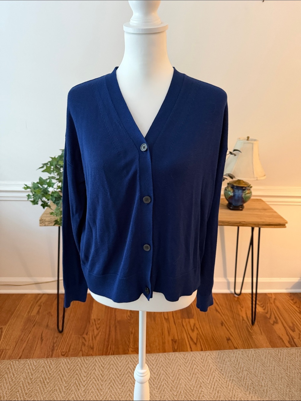 Banana Republic Deep Royal Blue V-Neck Button Cardigan